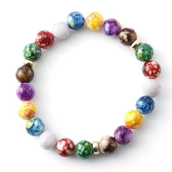 Volcanic Stone Colorful 7 Chakra Energy Bracelet - Picture 12 of 15